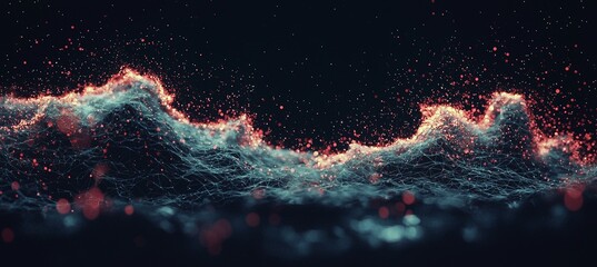 Aufkleber - an abstract digital background is formed by a space filled with various polygons and dots, along wit