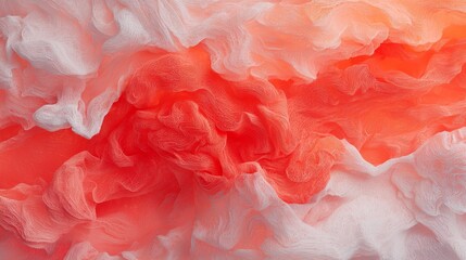 Poster - The image features an orange abstract background with a round fantasy form and a futuristic curved shape, all created through 3D rendering