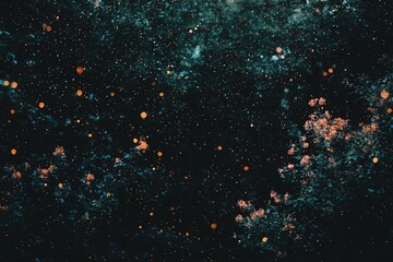 Poster - A background of gold, blue, and black abstract glitter lights appears de-focused