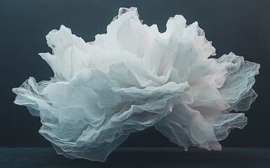 Fototapete - A 3D rendering of an abstract shape with intricate details set against a dynamic and futuristic background