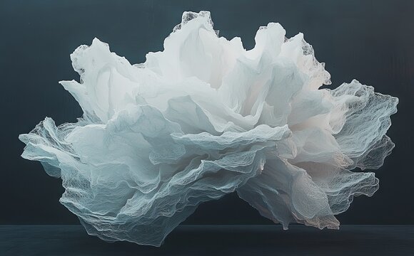 A 3D rendering of an abstract shape with intricate details set against a dynamic and futuristic background