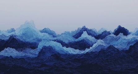 Poster - Blue abstract texture, illustrated in 3D and styled like paper art, is a versatile design option for covers, website backgrounds, and advertising materials