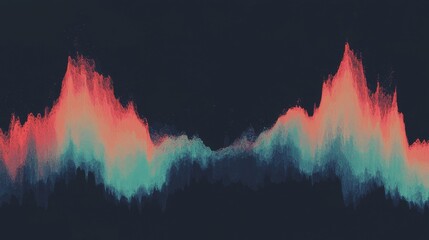 Poster - A futuristic and minimalist wallpaper featuring a 3D render of an abstract geometric background illuminated by blue and orange neon lights, complete with a glowing wavy line