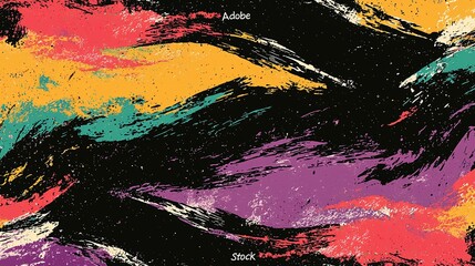 Poster - Multicolor backgrounds and textures are combined with vibrant abstract art, minimalist design elements, and organic shapes to create a visually appealing presentation, blending retro psychedelic and