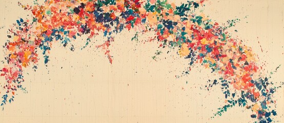 Poster - This abstract wallpaper illustration showcases autumnal elements, including organic lines, textures, and floral details, all set against a clean white background for a visually striking effect