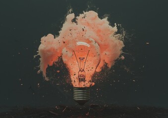 Poster - A burst of colorful paint from an exploding light bulb on a black canvas signifies a creative and innovative idea, inspiring new perspectives and ways of thinking