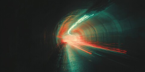 Poster - Abstract long exposure dynamic speed light trails serve as a captivating background, made possible by generative AI