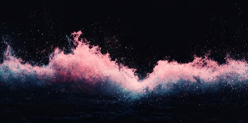 Poster - A 3D render featuring an abstract background with wavy, glowing neon lines, forming a wallpaper with ultraviolet waves