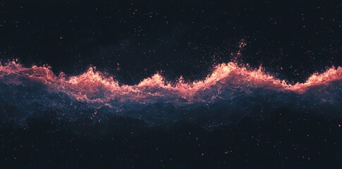 Poster - A unique wallpaper has been created, showcasing a 3D render of an abstract background with wavy, glowing neon lines and ultraviolet waves