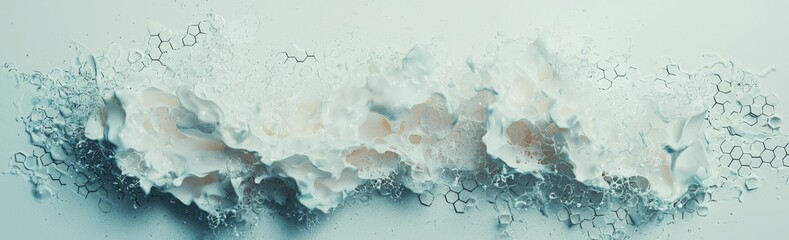 Poster - Abstract futuristic geometric backdrop featuring white hexagons on a widescreen hexagonal background with space for text