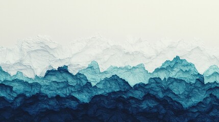 Fototapete - The image presents a blue abstract wave, set on a white background and created using ai generative techniques