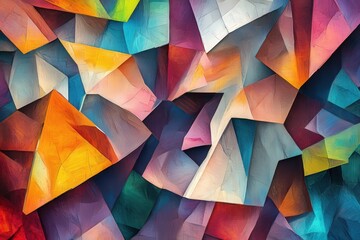 Poster - Exploring the Intricate Layers of Blockchain Technology Through Vibrant Abstract Shapes and Colors