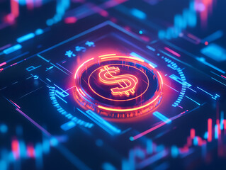 Poster - Cryptocurrency trading visuals digital finance graphic design virtual environment close-up modern investment trends