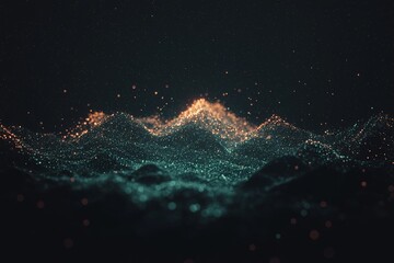 Fototapete - The speed of digital technology connects against a blue and green background, conveying cyber and nano information through abstract communication, symbolizing innovation and future tech data via