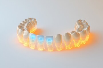 Aufkleber - Detailed representation of a dental arch model showcasing implant placement within natural teeth Generative AI