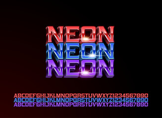 Wall Mural - modern colorful neon text effect in glossy futuristic 3d style
