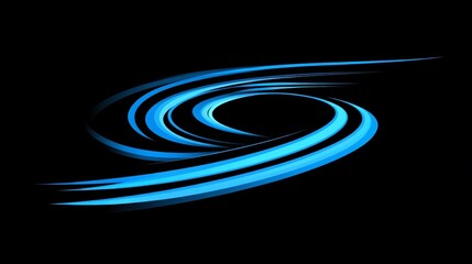 Poster - Abstract Blue Light Trails, Dynamic Energy Swirls in a Spiral Motion on Black Background
