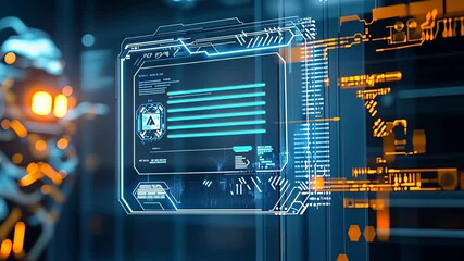 Poster - Futuristic interface displays glowing elements, showcasing advanced technology and data