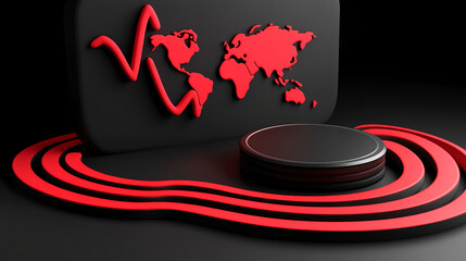 Poster - Global economic trends visualization modern studio infographic dark environment aerial view data analysis