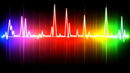 Aufkleber - Dynamic sound wave visualization colorful pulse graphs digital art abstract environment high-tech viewpoint