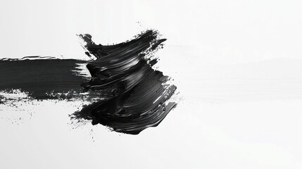 Poster - Zen Ink Wash Design, a seamless blend of minimalist monochrome brush strokes, evokes tranquility with its calming aesthetics, featuring a clean and simple backdrop with ample free space.