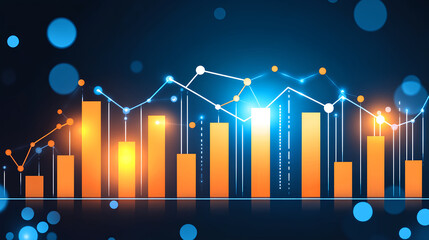 Poster - Data visualization trends bar graphs and line charts in a dynamic business environment