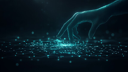 Poster - Digital interaction with futuristic technology virtual space visual representation abstract environment close-up perspective