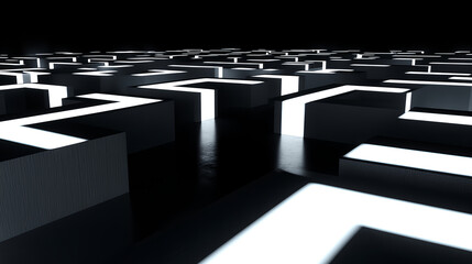 Aufkleber - Illuminated maze design abstract setting digital art modern environment low angle view conceptual exploration