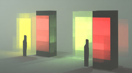 Aufkleber - Exploring dimensional doors abstract environment digital art futuristic aesthetic minimalist view conceptual creativity