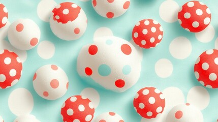 Poster - Polka Dot Vintage Fabric Pattern, playful dot design, retro charm, minimalist backdrop, clean aesthetics, spacious arrangement, perfect for creative projects and textile design