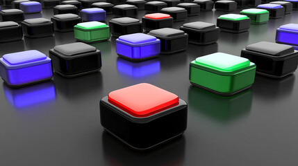 Poster - Interactive colorful buttons display digital interface graphics modern technology aerial view engagement concept