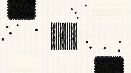 Poster - Scandinavian Minimalist Textile Design, featuring simple geometric motifs in soft neutral colors, creating a clean and serene atmosphere with ample free space.