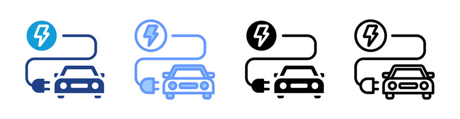 Poster - Electric Vehicle icon set multiple style collection