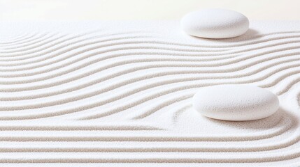 Poster - Zen Garden Serenity, an elegant seamless pattern featuring raked sand, embodying meditative minimalism with soft neutral colors, creating a clean and tranquil backdrop.