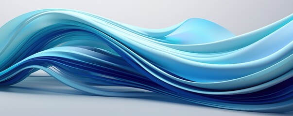 Poster - Abstract 3D Render Featuring Flowing Blue Waves in a Smooth Gradient, Perfect for Creative and Artistic Projects, Backgrounds, and Visual Concepts Flowing gradient blue curve ribbons background