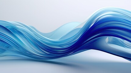 Poster - Abstract 3D Render of Fluid Blue Waves with Soft Curves and Dynamic Motion Ideal for Backgrounds and Artistic Projects Flowing gradient blue curve ribbons background