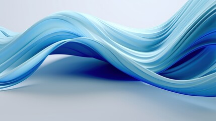 Poster - Abstract 3D Render of Flowing Blue Waves with Smooth Curves and Gradients for Modern Design and Artistic Backgrounds Flowing gradient blue curve ribbons background