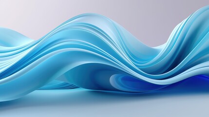 Poster - Abstract 3D Render of Fluid Blue Waves Creating a Flowing and Serene Visual Experience for Backgrounds or Artistic Displays Flowing gradient blue curve ribbons background