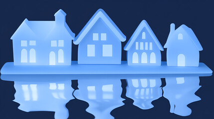 Poster - Illuminated house models home decor display art installation modern environment aesthetic view creative concept