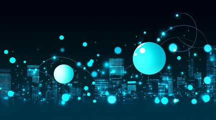 Poster - Dynamic urban landscape with abstract circles and lights digital artwork modern city vibe night scene