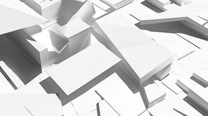 Poster - Abstract geometric shapes in white urban environment 3d rendering modern architecture aerial view