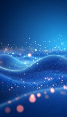 Poster - abstract flowing blue grid, interconnected nodes forming a dynamic network, futuristic digital art