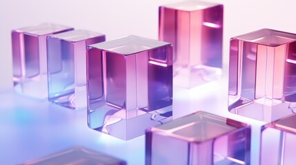 Poster - Ethereal Glass Cubes on Bright Background with Soft Gradients and Subtle Light Reflections Perfect for Modern Designs and Minimalist Aesthetics Transparent glass with gradient colors