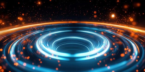 Poster - Abstract Background with Glowing Lights and Swirling Patterns, Ideal for Technology, Science, and Digital Projects in a Vibrant Color Palette