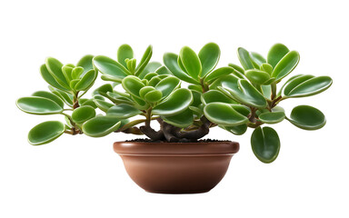 Poster - A bright green jade plant with rounded, fleshy leaves, isolated on a empty plain background