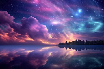 Wall Mural - neon sky landscape outdoors.