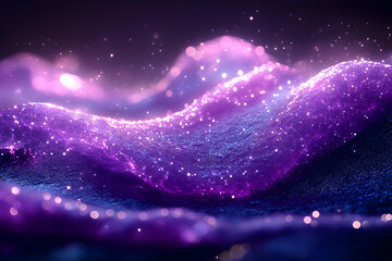 Poster - Abstract Purple Pink Blue Glitter Waves