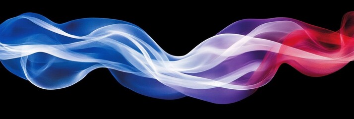 Poster - flowing abstract lines, indigo to purple and red gradient, dynamic movement on black background