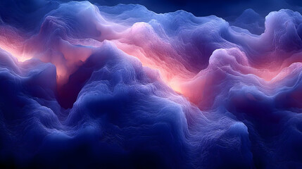 Poster - Abstract Digital Landscape With Glowing Colors