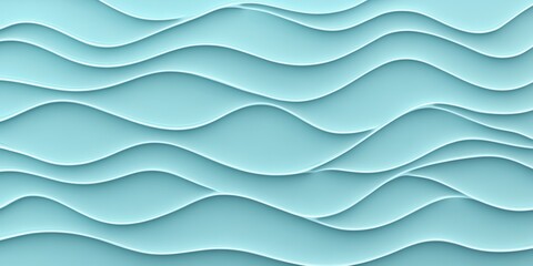 Poster - Seamless Pastel Aqua 3D Low-Profile Style Delicate Gentle Light Wave Texture Pattern Background